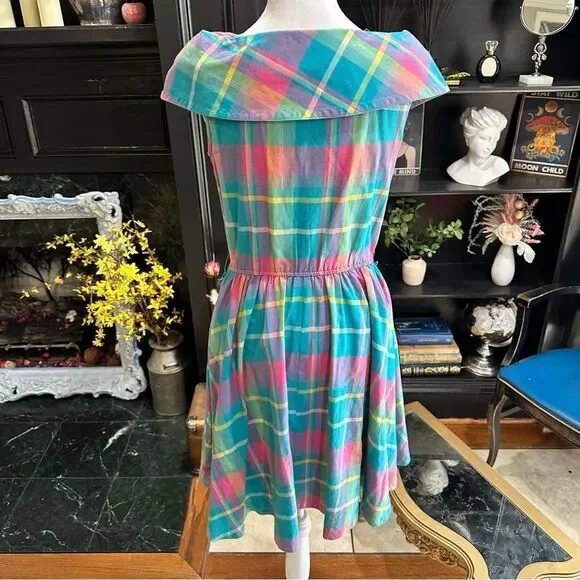 Joan Leslie Pastel Plaid Vintage 50's Dress Size 4